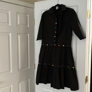 Black multicolored buttoned dress